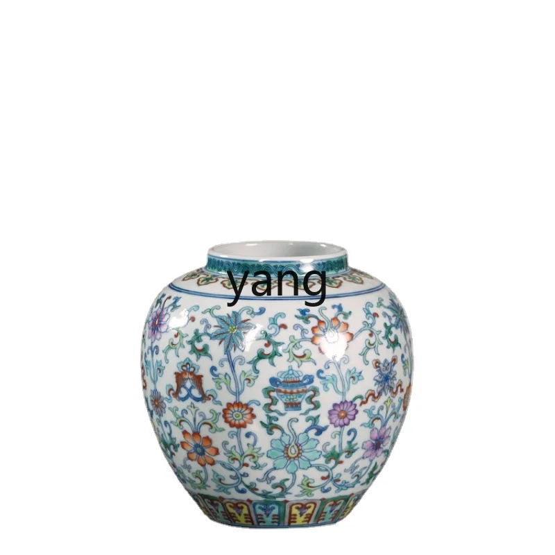 Yhl Jar Jingdezhen Porcelain Hand Painted Temple Jar Tea Storage Jar Tea in Bulk Household Tea Container Gift Box