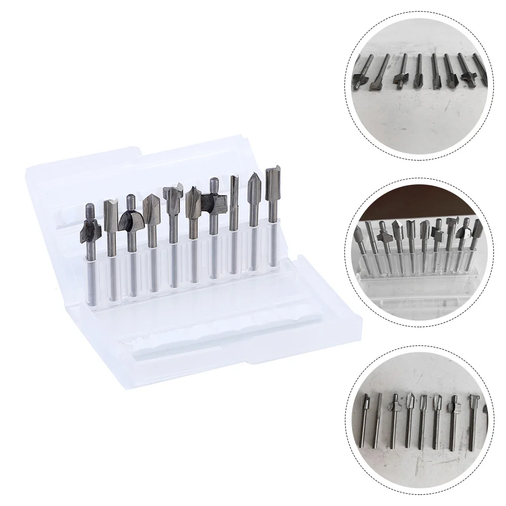 

10pcs High Speed Steel Router Bits Woodworking Trimming Milling Drill Cutter Large Capacity Chip Groove Spiral Cutting