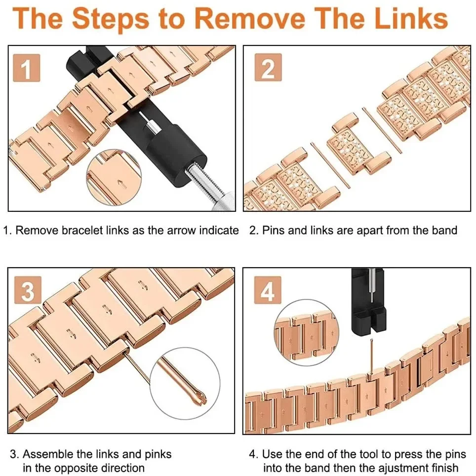 أربطة ماسية لسوار Garmin Instinct 3 50 مم/Instinct 2X، حزام معدني لامع للنساء