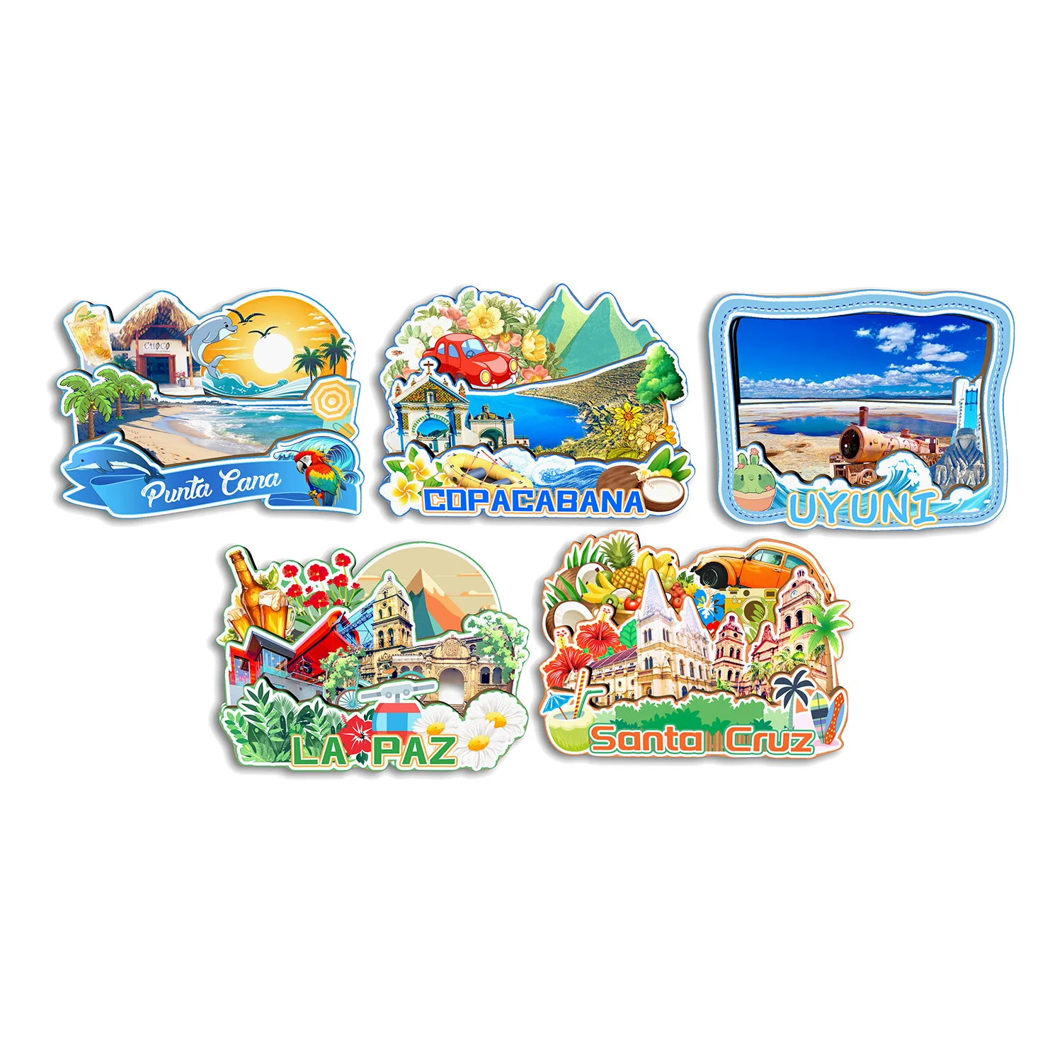 Santa Cruz La Paz Uyuni Copacabana Punta Cana Copacabana Bolivia Fridge Magnet Travel Souvenir Gift Handmade Decorative