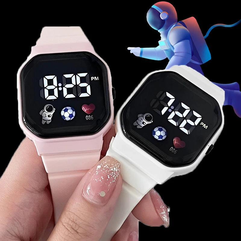 Astronaut Sports Smart Watches Children Digital Wristwatch Silicone Strap LED Electronic Watch Boy Girls Health Monitoring Clock