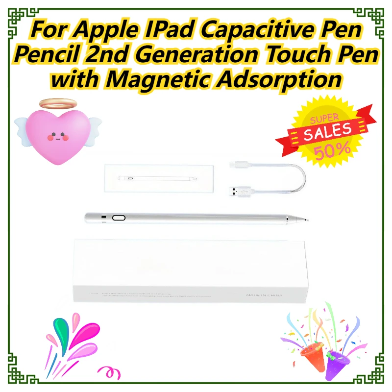 

For Apple IPad Capacitive Pen Pencil 2nd Generation Touch Pen with Magnetic Adsorption