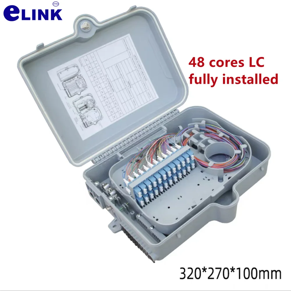 ftth distribution box 12/24/48 cores LC SC FC fully installed pigtail adapter wall hang indoor outdoor optical fiber cable 24C