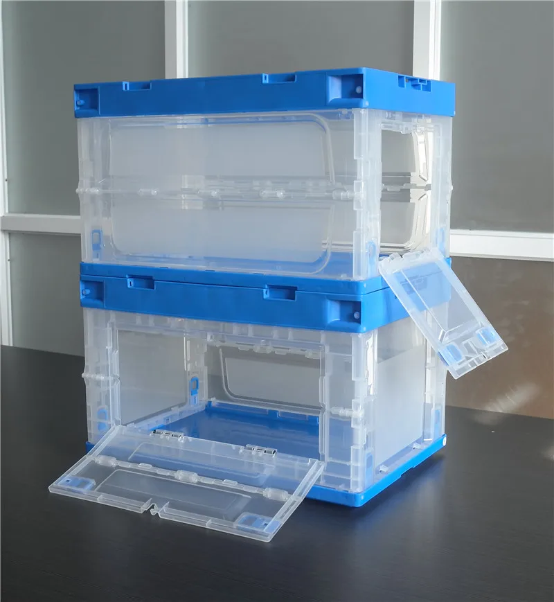Side Open Box Moving Crates Plastic Folding Storage Collapsible Box Crate with Custom Size