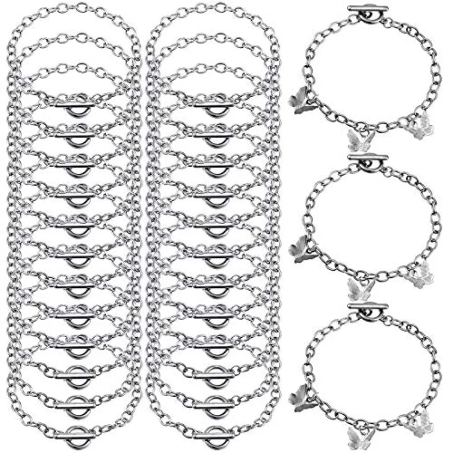 

24 Pieces Bracelet Chains Bulk with Ot Toggle Clasp Alloy Link Chains DIY Jewelry Making Bracelets for Women DIY Jewelry Valent