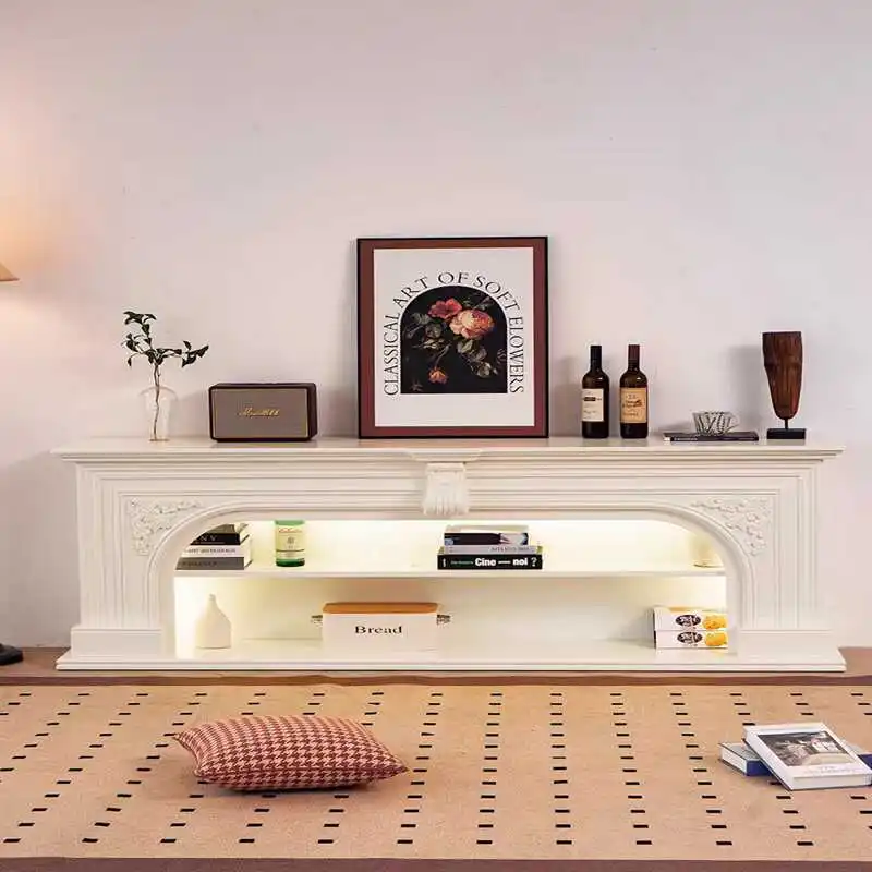 

Кремовый шкаф для телевизора из цельного дерева во французском стиле, современный минималистичный практичный декоративный шкаф Sencillo Y Bonito, мебель для гостиной