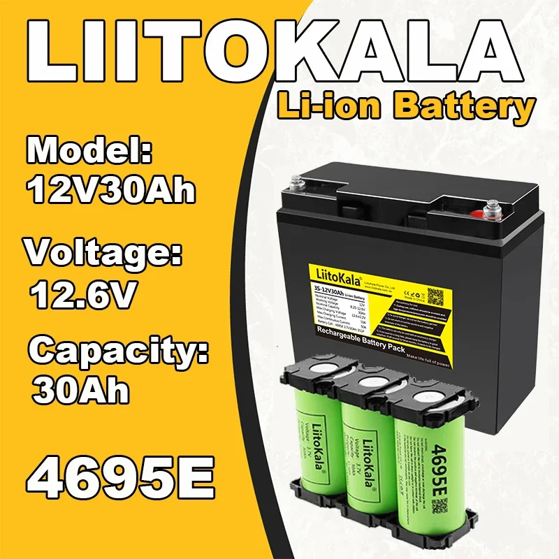 

1-5pcs LiitoKala 12.6V 30Ah Battery Rechargeable Lithium Battery,Built-in BMS,Perfect for Ride on Toys,Scooters,Fish Finders