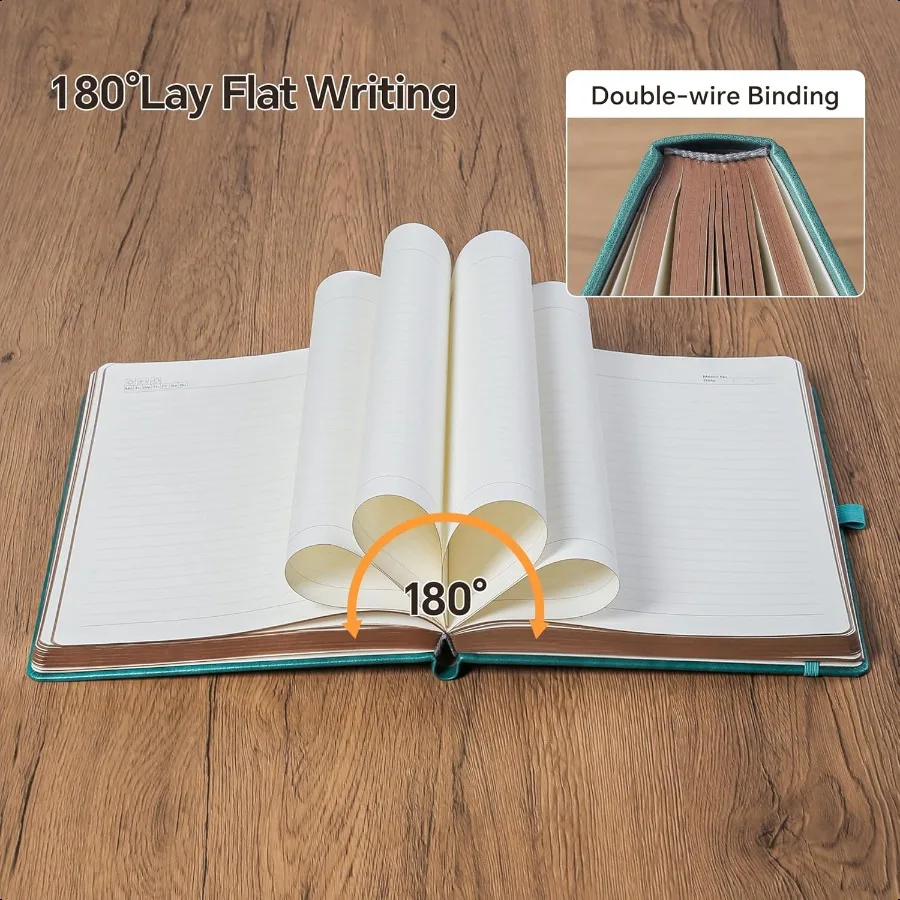 دفتر ملاحظات للنساء والرجال يوميًا للكتابة المبطنة الكلاسيكية 360 صفحة غلاف جلدي مع تصميم قمر الشمس SeaGreen A5 14