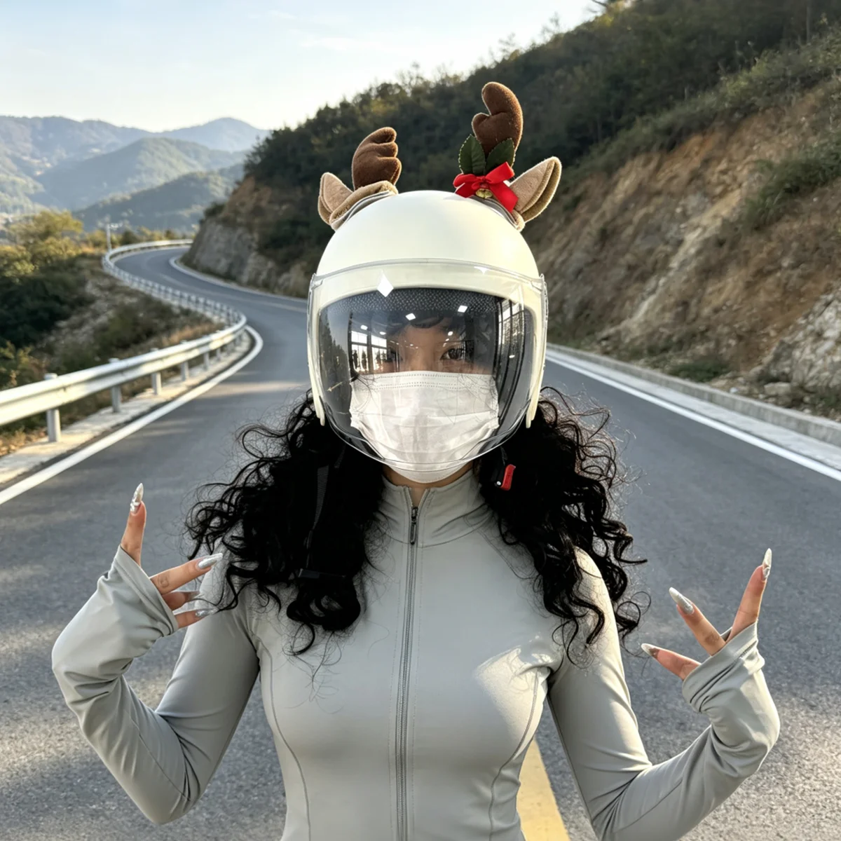 Christmas antler helmet decoration helmet horn cover full helmet decoration festive atmosphere Halloween 6