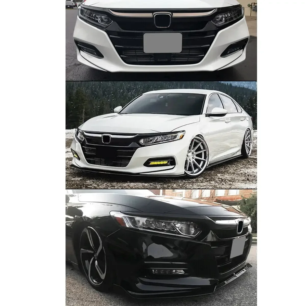 For Honda 2018-2020 10th Gen Accord High Quality ABS Front Grille Bumper Gril Replacement Glossy Black Carbon Color Racing Grill