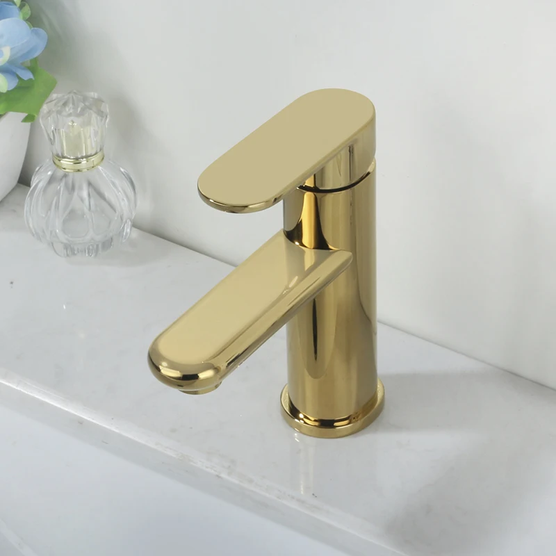 Bathroom Sink Faucet Deck Mount Single Hole Vessel Sink Faucet Titanium Gold Single Handle Mixed Faucet
