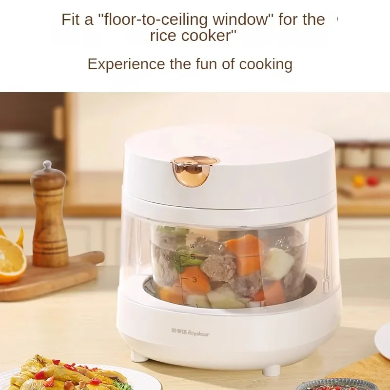 Rice Cooker Household Glass Transparent Inner Tank Steaming Rice Cooker 2-3 People Small Uncoated Rice Cooker 3L