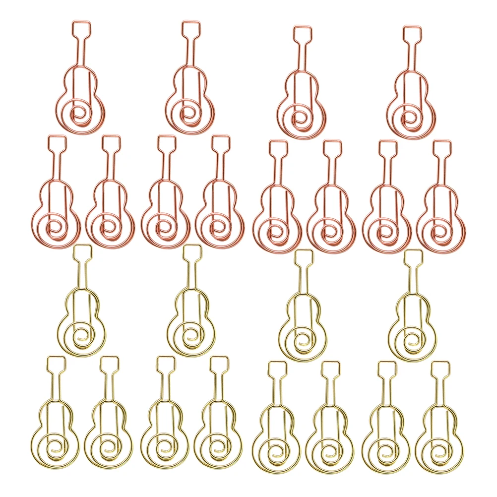 

40pcs Guitar Shaped Paper Clips Metal Office Supplies Document Organizer Music Theme Bookmarks Colored Pins