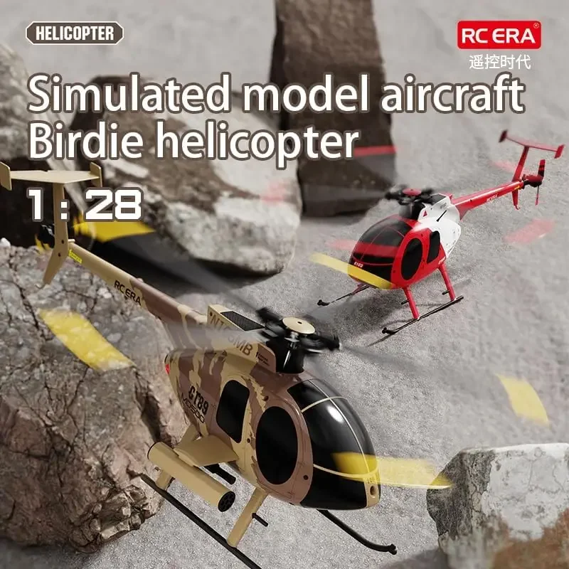 RC Helicopter MD500 Little Bird C189 with Single-Rotor 1/28 2.4G 4CH 6-Axis Gyro Dual Brushless Motors Aircraft RTF Version