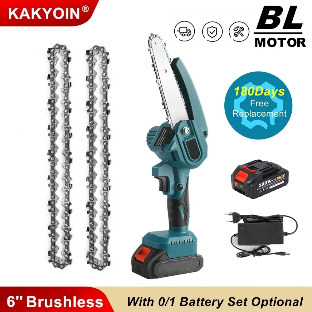 

Brushless 6 Inch Cordless Electric Chainsaw Mini Chain Saw Handheld Electric Pruning Saw Woodworking Cutting Tool Garden Tool