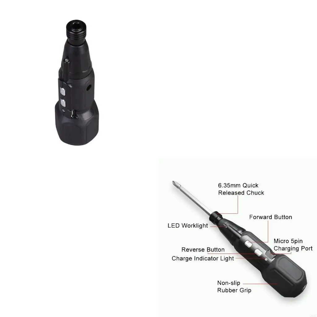 Mini chaves fenda elétricas duráveis ​​203c, com pontas magnéticas fortes, luz trabalho, alça antiderrapante, ferramenta