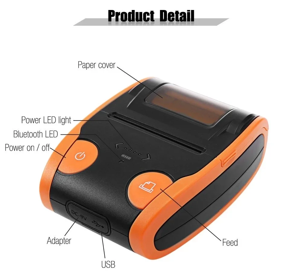 Portable Mini 58mm Bluetooth Wireless Thermal Receipt Ticket Printer For Mobile Phone Bill Machine shop printer for Store