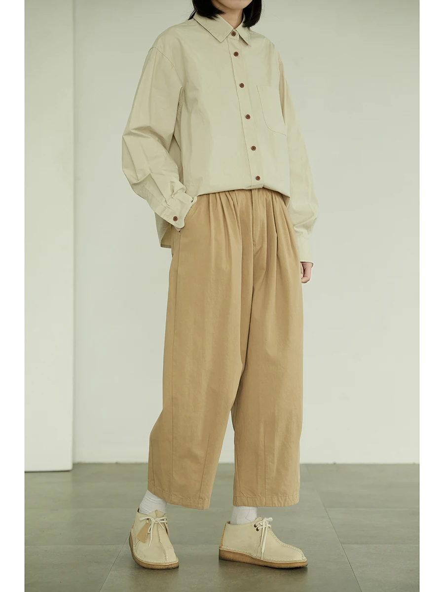 High Waist Straight Leg Casual Pants Spring 2024 Slimming Loose Fit Japanese Sle Cotton Sweet Sle Women's Pants