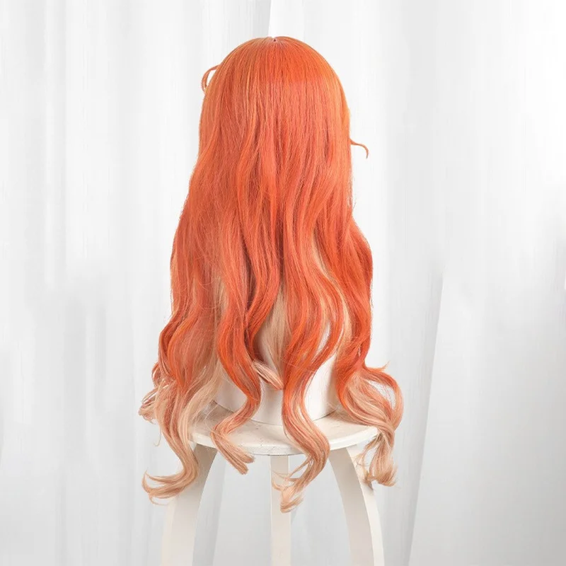 لعبة Wuthering موجات أوغوستا شعر مستعار تأثيري أوغوستا برتقالي أبيض التدرج شعر مستعار لحفلة كوميكون الكبار النساء الرجال