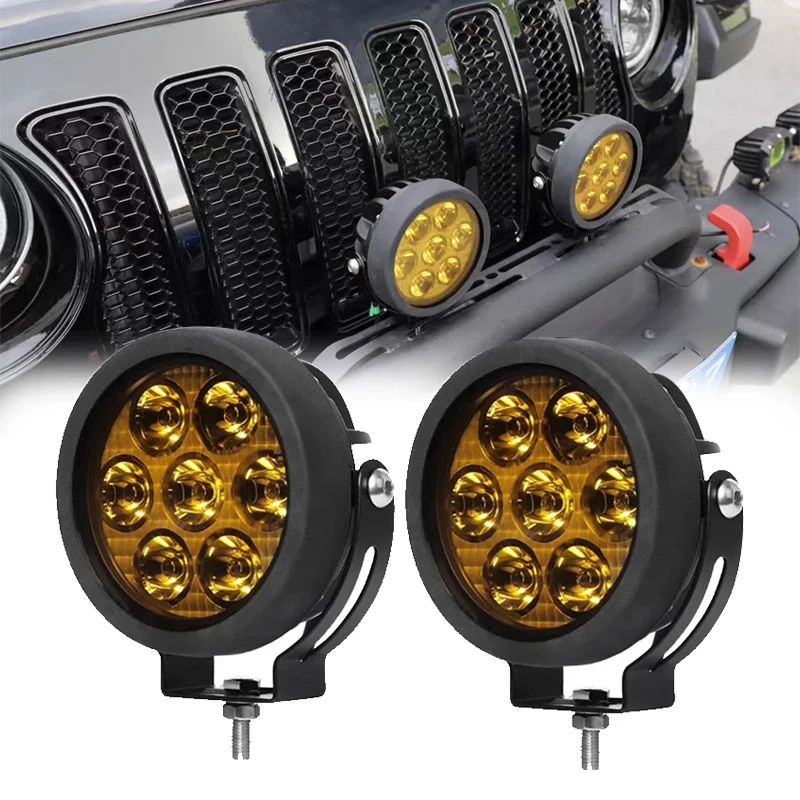 

4.5 Inch Round LED White Yellow Work Lights Auxiliary Lamp Foglight For Jeep Motorcycle Offroad Truck Tractor ATV UTV 10-80V DC