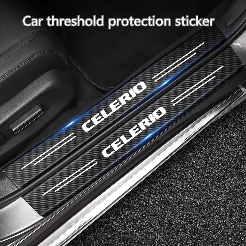 Carbon Fiber Car Sticker Auto Door Threshold Anti Scratch Tape Protective Strip For Suzuki Celerio 2014-2020 Accessories