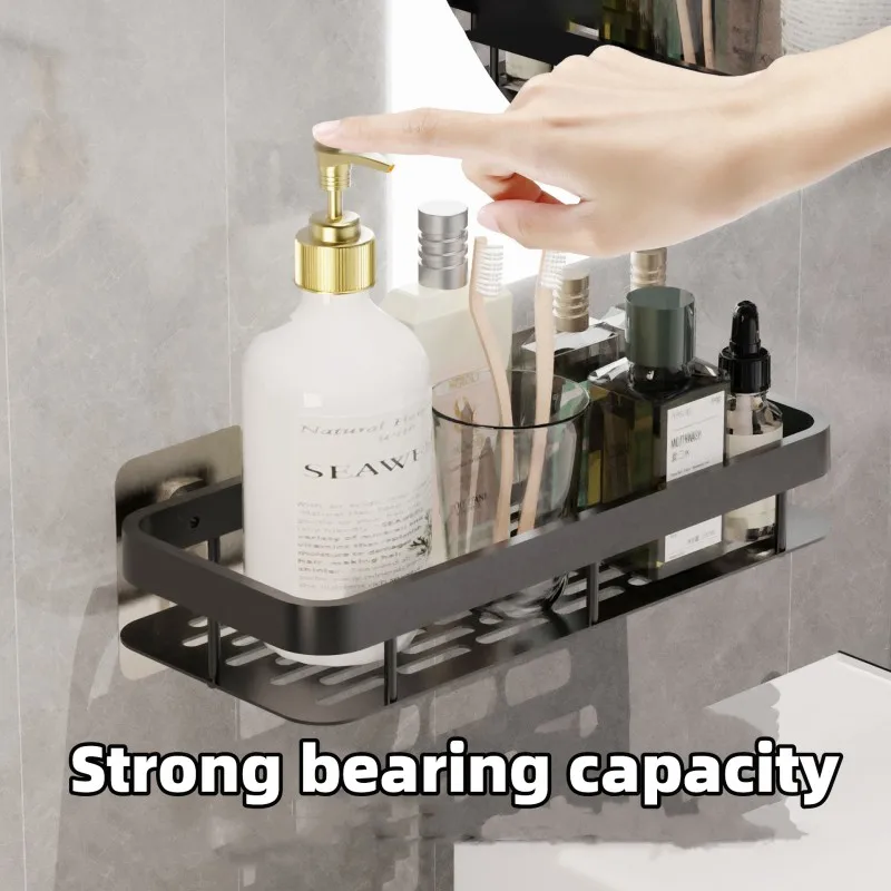 Bathroom Shelf Makeup Storage Organizer Aluminum Alloy Wall Mounted Shampoo Bottle Shower Rack for Bathroom Kitchen Accessories image 2