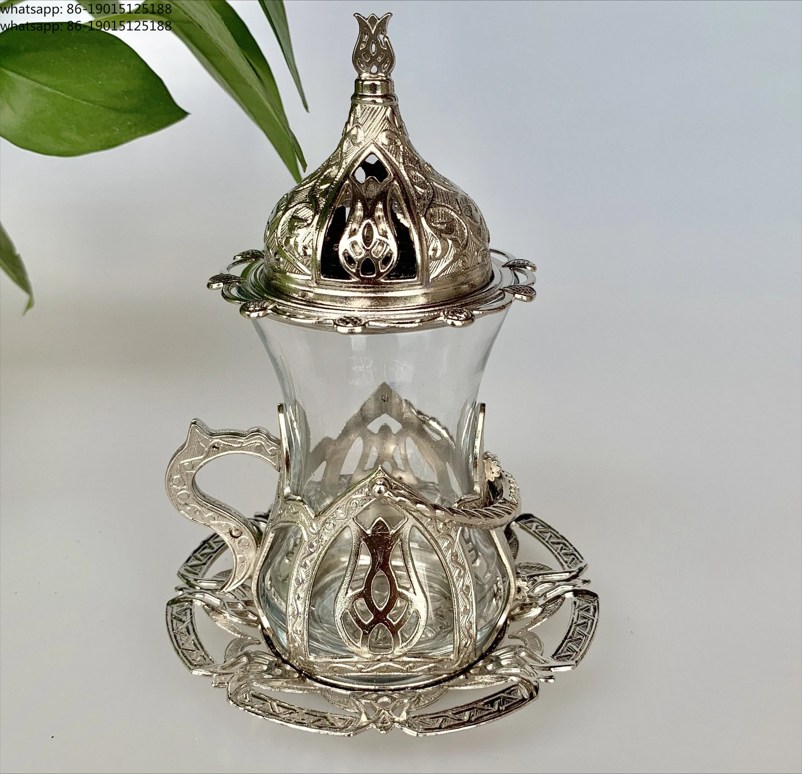 

2026 new model Tulip Hollow Metal Glass Red Exquisite European Teacup