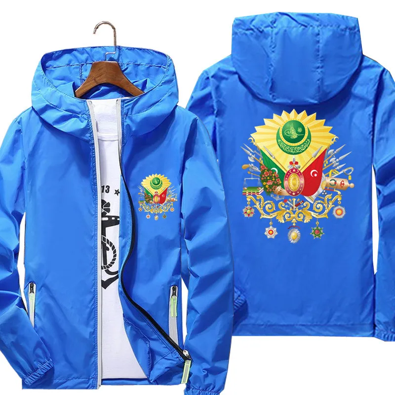 Coat Of Arms Ottoman Empire Osmanli Armasi Sultan Abdulhamid Abdul Men's Windbreaker Zipper t shirts Thin Pilot Jacket Coat 7XL