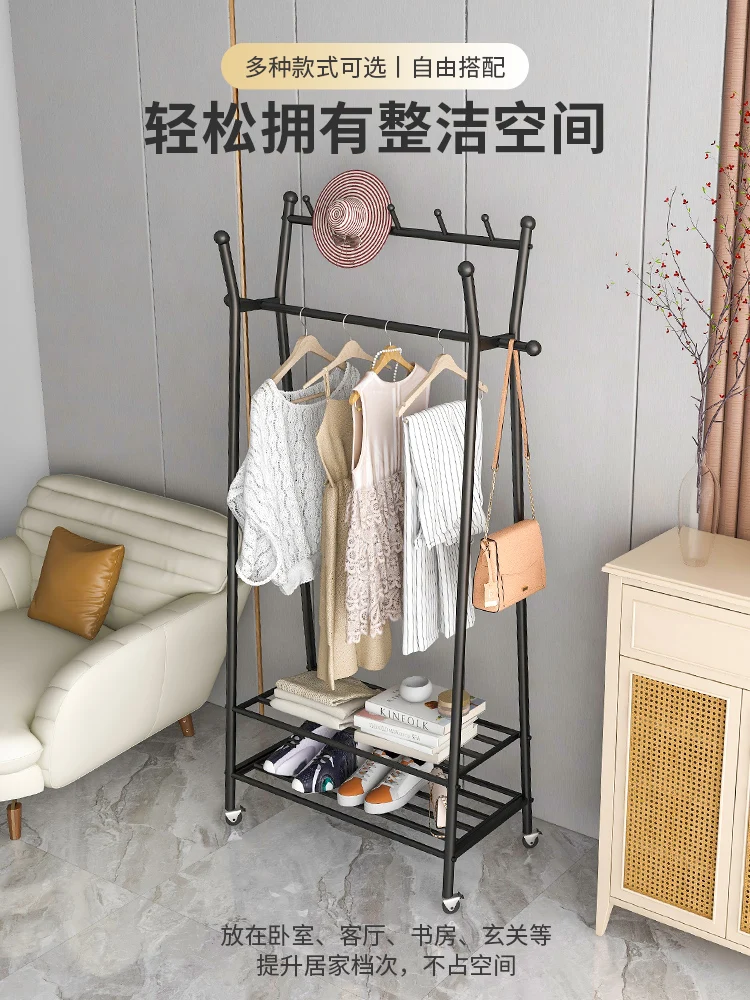 Imagem -05 - Simples Móvel Secagem Rack para Casa Simples Pendurado Roupas Rack Quarto Hanger Landing Belt Roda Luz Luxo