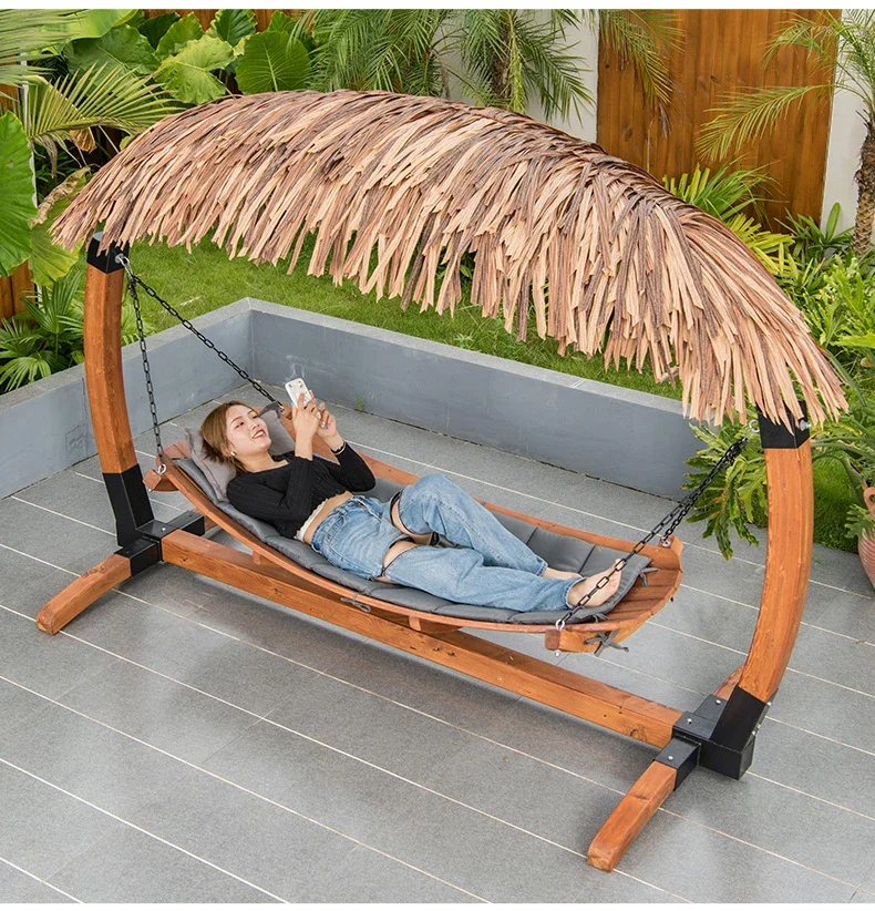 Multi-functional Outdoor Swing Canopy Daybed Rattan Swing Chair Garden Set Patio Swing Hammock