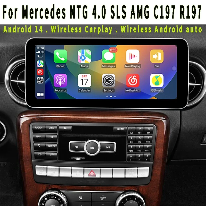 Android Navigation Wireless carplay Wireless Android Auto 10.25 large screen Android 14 For Mercedes NTG 4.0 SLS AMG C197 R197