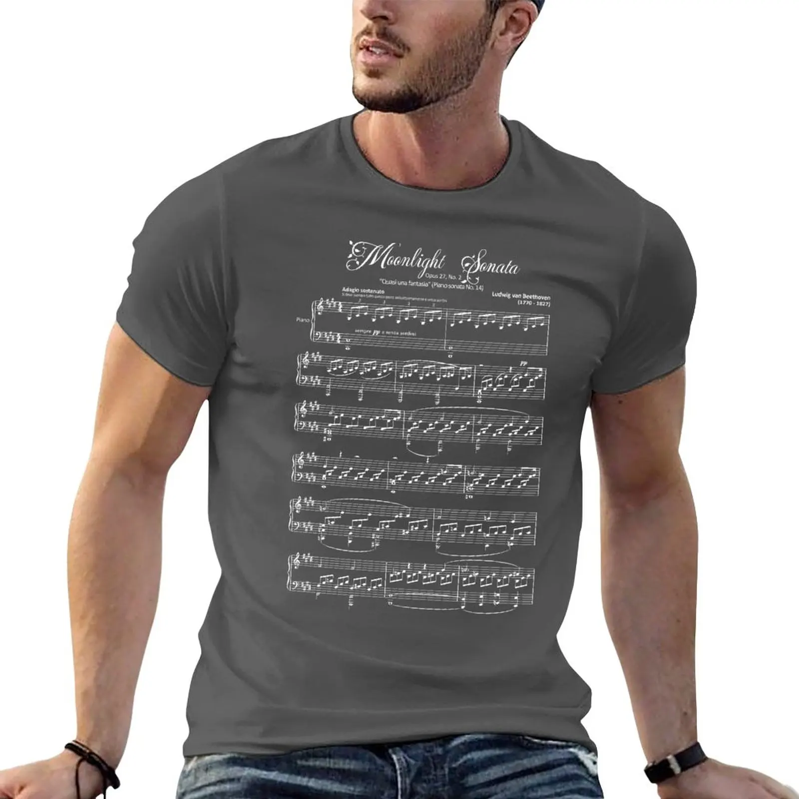 New Moonlight Sonata, Beethoven T-Shirt heavyweight t shirts funny t shirts mens workout shirts