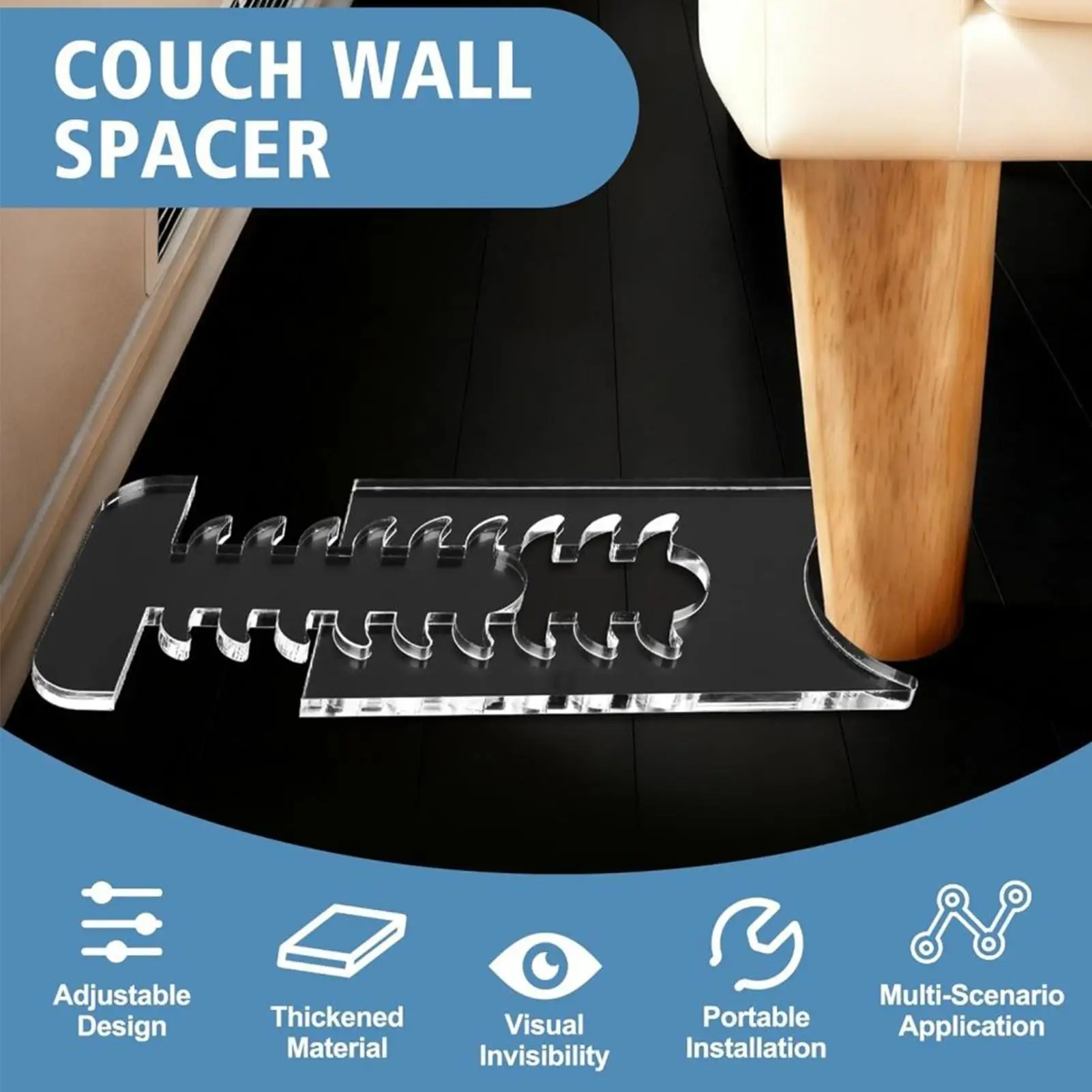 Couch Wall Spacer Anti-Slip Keep Outlet Space Furniture Protector Under-Couch Stoppers for Furniture Home Living Room Bedroom