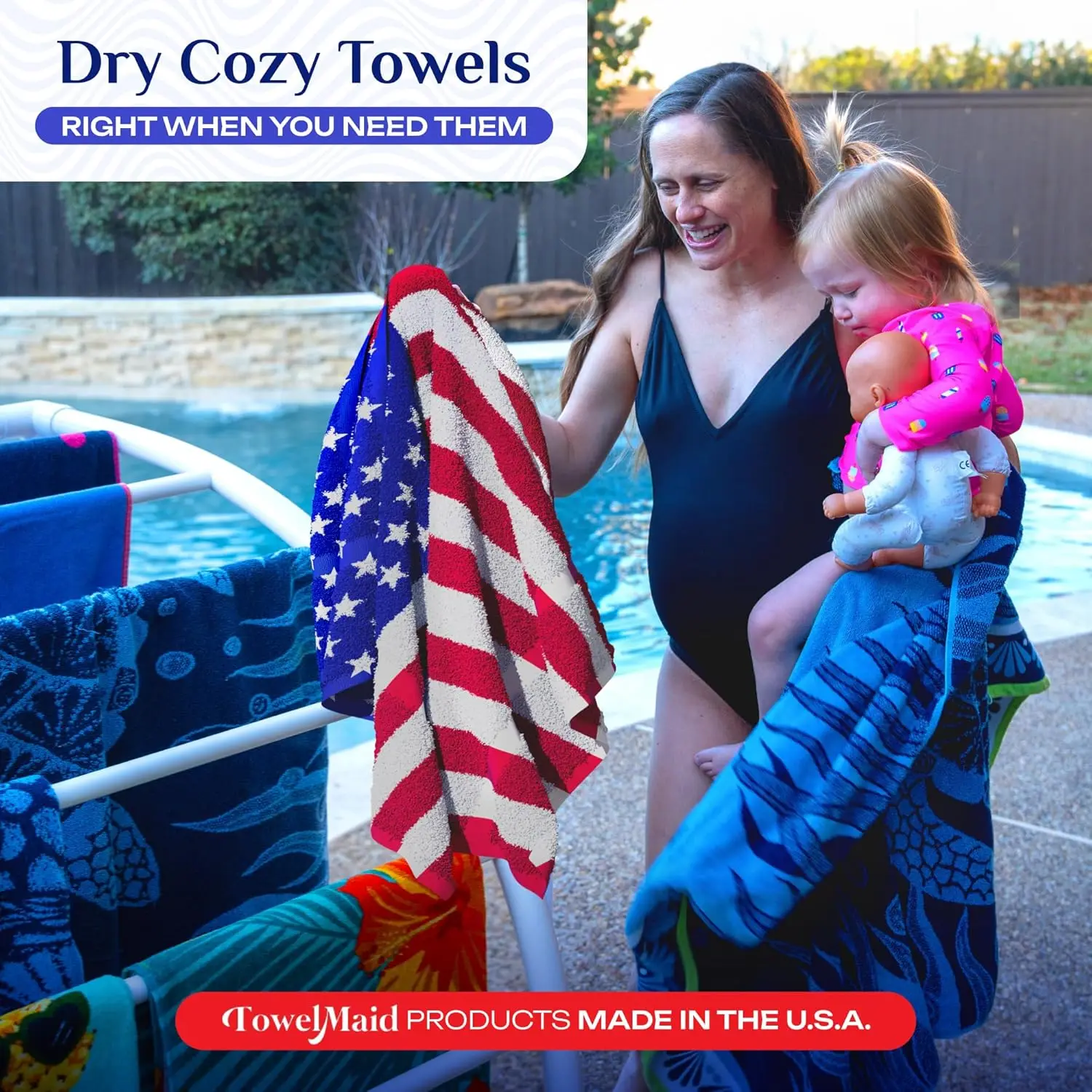 ginal Made In The Usa Curved 7 Bar Freestanding Outdoor Poolside Towel Rack