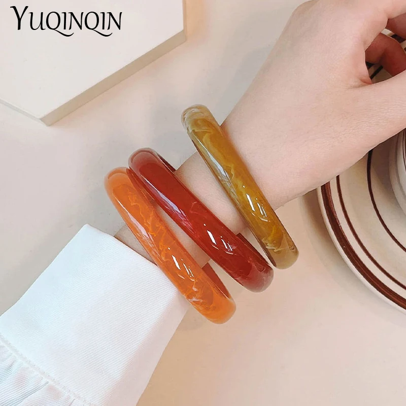 3szt New Vintage Resin Acrylic Bangle Set dla kobiet Biżuteria Koreańskie bransoletki mankietowe Bransoletki z zawieszkami Projektant Okrągłe Nowe prezenty