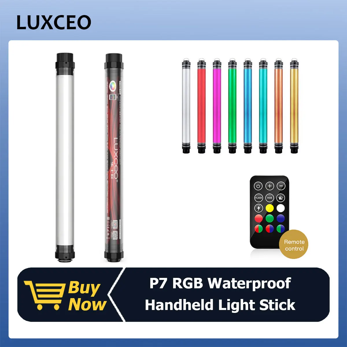 LUXCEO P7RGB P7 RGB Pro LED Tube Light Waterproof RGB Light Wand Handheld Lighting Stick Video Light with APP Remote Control