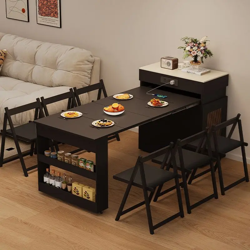 DSA medieval rock slab island dining table and chairs retractable and foldable multi-functional tea table storage dining table