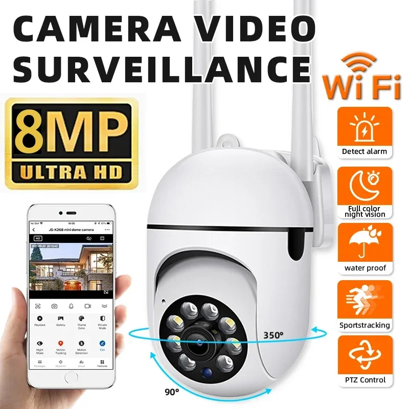 

8MP PTZ Outdoor Wifi Surveillance Camera Smart Motion Detection Wireless Security Protection Cam Two-way Audio Home Baby Monitor