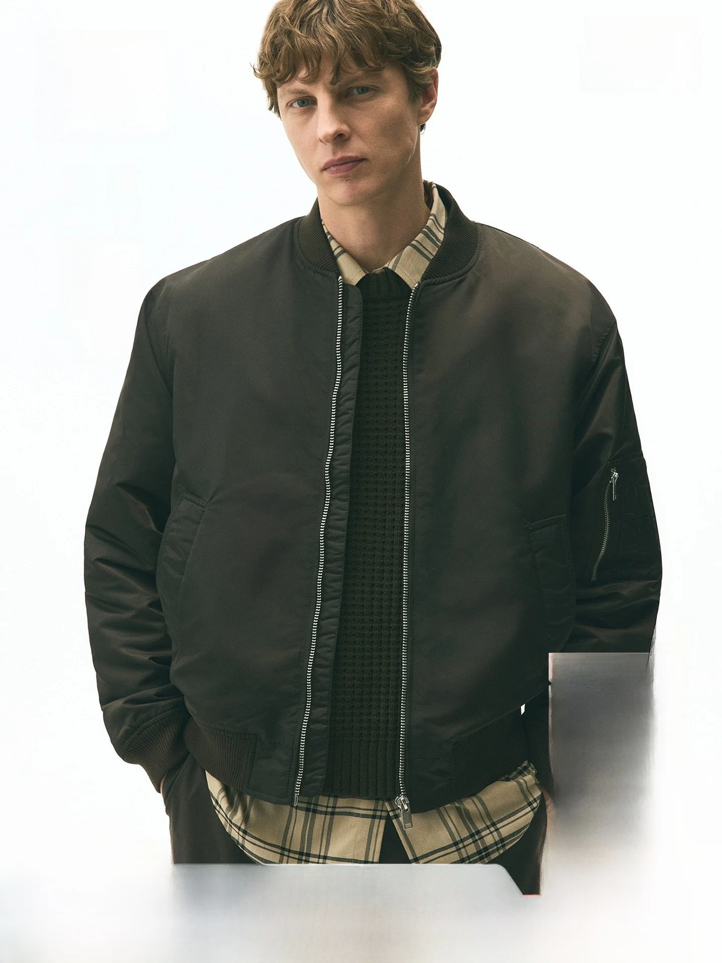 

Loose Fit Nylon Pilot Jaet for Men Winter Stand Collar H&M Casual Outdoor Sport Homewear Regular Thin 00% Polyde