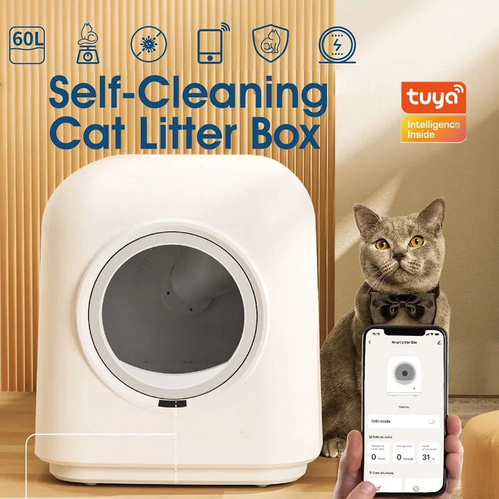 OEM Pet Electronic Products High Capacity Smart Record Low Noise Motor App Control Self Cleaning Automatic  Cat Litter Box