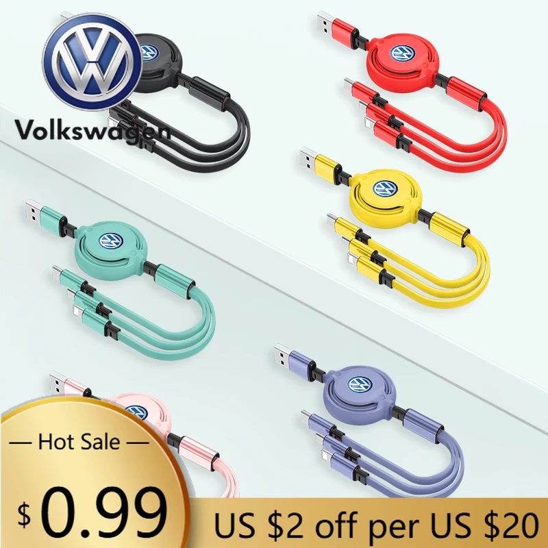 

Новинка 2026 года: Выдвижной кабель для передачи данных 3-в-1 с USB-зарядкой для автомобилей Volkswagen (аксессуары для VW R-Line, Golf и других моделей)