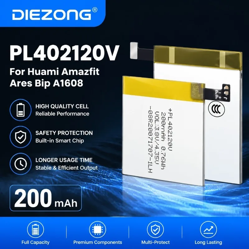 In Stock PL402120V 200mah 3.8V  Battery for Huami Amazifit Ares Bip A1608 Rechargeable Battery High-Performance Fast Charging
