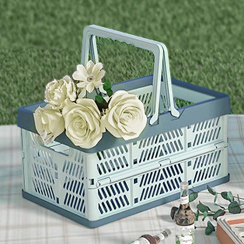 Foldable Storage Basket With Handle-Large Portable Box For Desktop&Home Organization,Pastel Colors,Ideal For Living Room