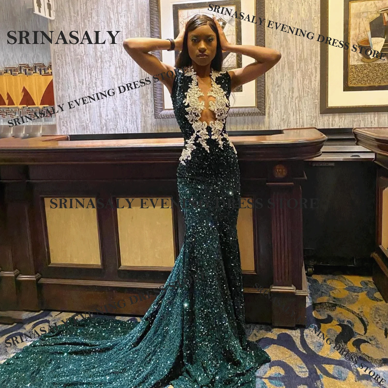 絶妙なロングマーメイドプロムドレス、女の子用クリスタルビーズ装飾、カスタムメイドのイブニングガウン、ローブ、ダイヤモンドフォーマル、2025年、vestidos de gala（スペイン語で「ガラドレス」）