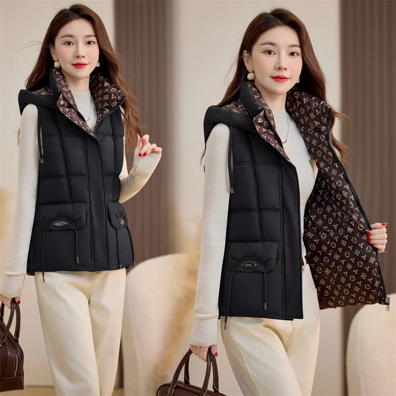 

Women's Short Vest with Front and Back Panels 2025 New Fall/Winter Versatile Cropped Knitwear Jacket for Petite Figures Trend