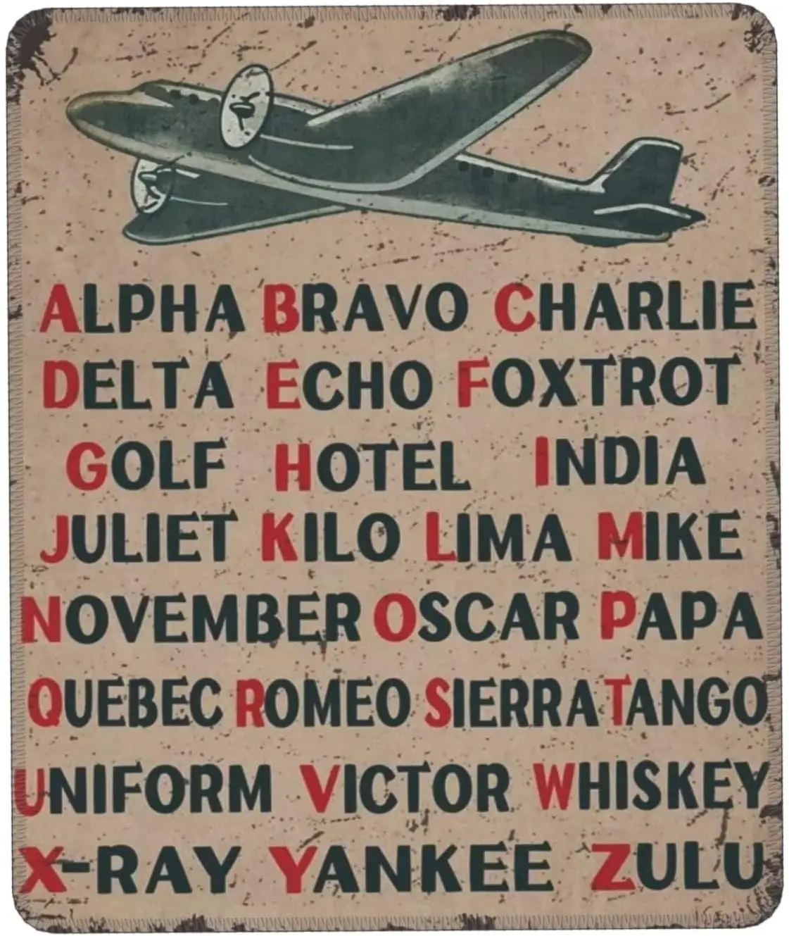Pilot Code Phonetic Alphabet Retro Military Mouse Pad Gaming Mouse Pads Non Slip Rubber Base Mousepad Mouse Mat for Desktop sign