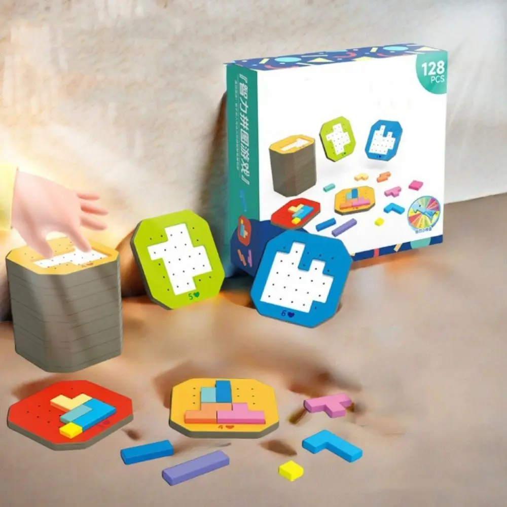 Jogo de pensamento lógico tangram quebra-cabeça geometria de madeira colorido quick-fix tangram quebra-cabeça jogo de duas pessoas