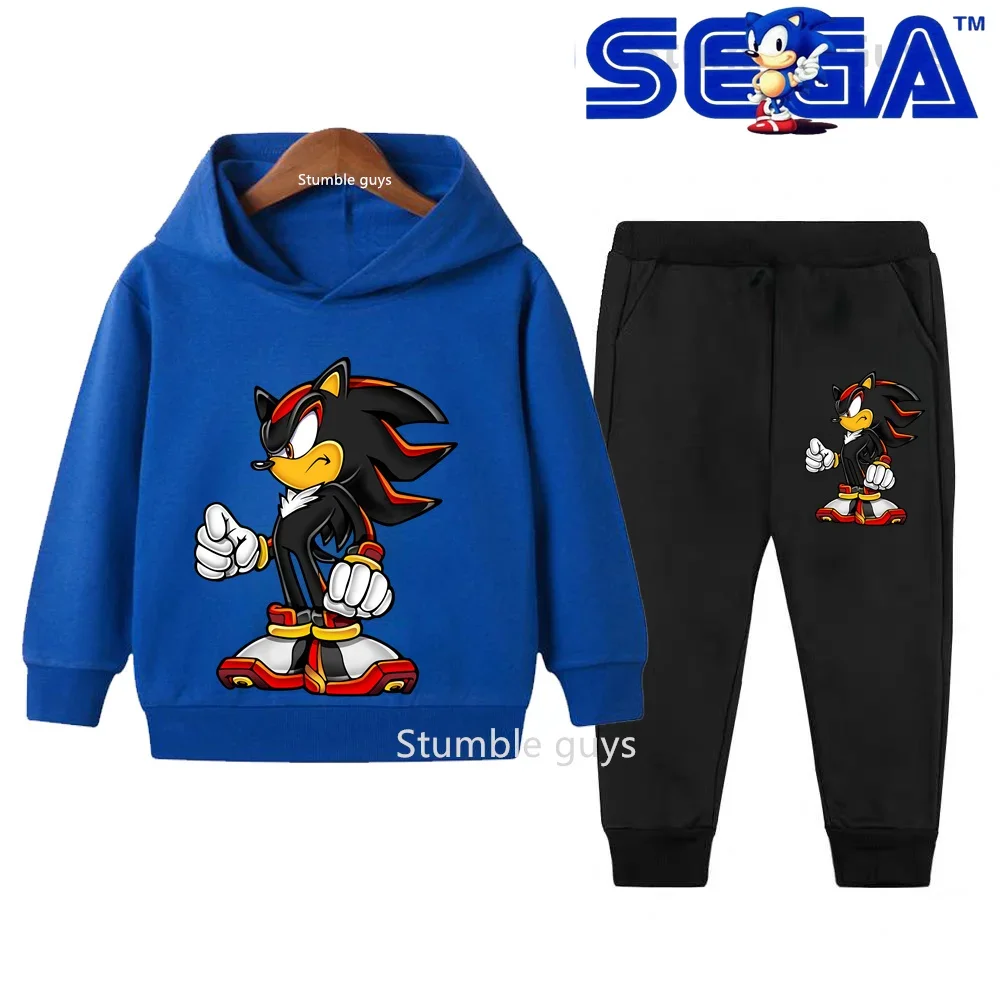 أطفال سونيك هوديي مجموعة خريف 2026 جديد الأولاد ملابس الفتيات الدافئة عارضة البلوز رياضية ملابس غير رسمية ​