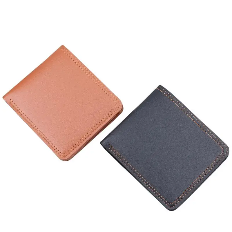 Minimalistische Herren-Geldbörse aus PU-Leder, Schwarz-Kaffee, große Kapazität, mehrere Fächer, zweifach faltbar, Ausweiskartenhalter, für Männer und Frauen – Detail 6