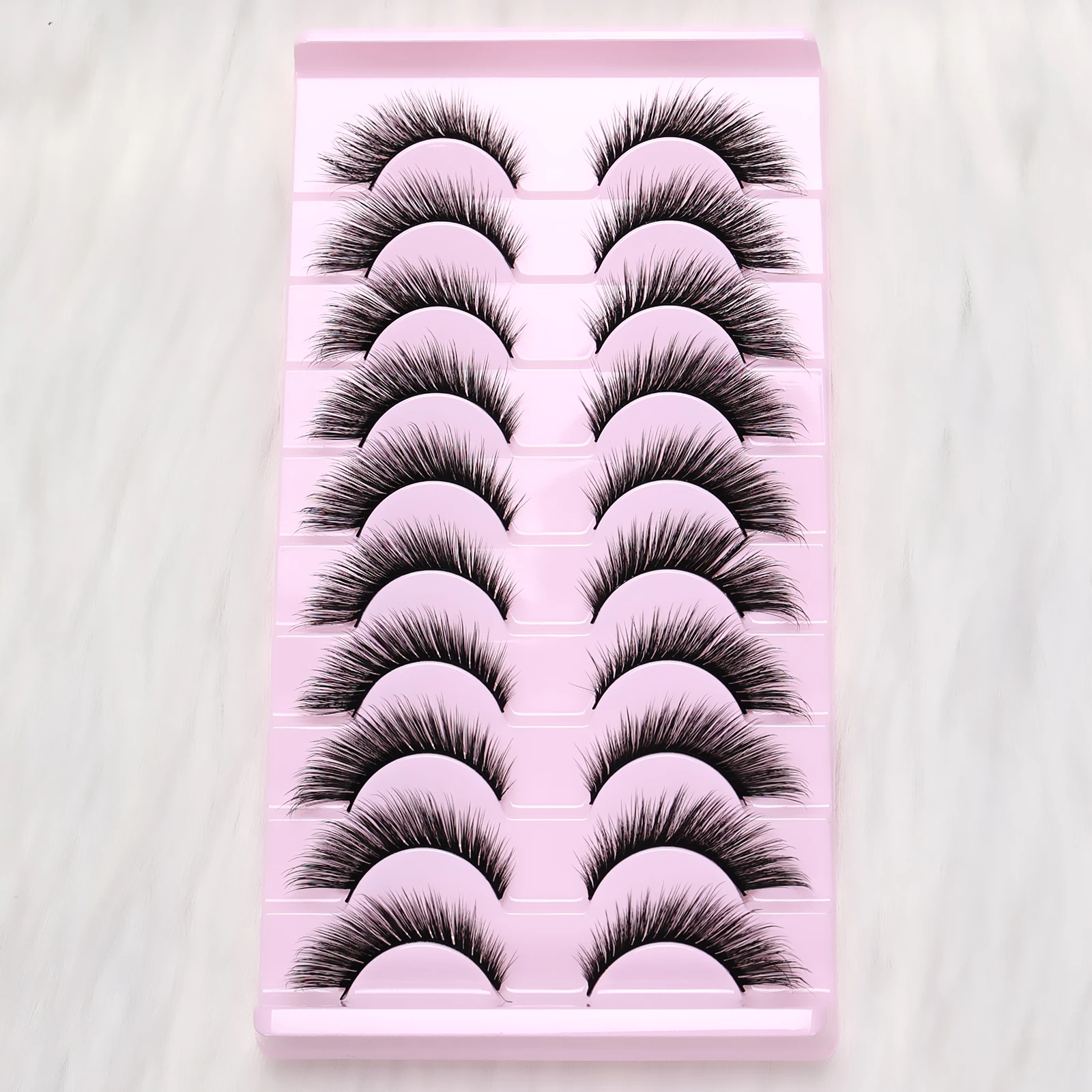 10 paia di ciglia finte C Curl Fox Eyes: morbido visone sintetico riutilizzabile, lunga durata, facile da applicare, perfette per il trucco di feste/dieri